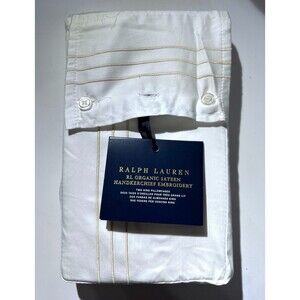 Ralph Lauren Organic Sateen Handkerchief Embroidery King Pillowcases NEW
